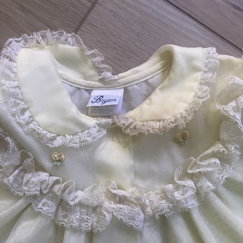 Vintage Bryan Baby Kleid pastellgelb transparent Schweizer Punkte Lagenlook Kreiskleid STH 13” - Bild 3 von 14
