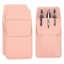 3 Pack Leather Pocket Protector, MultiPurpose Pen Pocket Holds, Light Pink