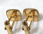 Vintage Signed Red Stone Yellow Gold Plated Cuff Links by Correct Quality — photo 9