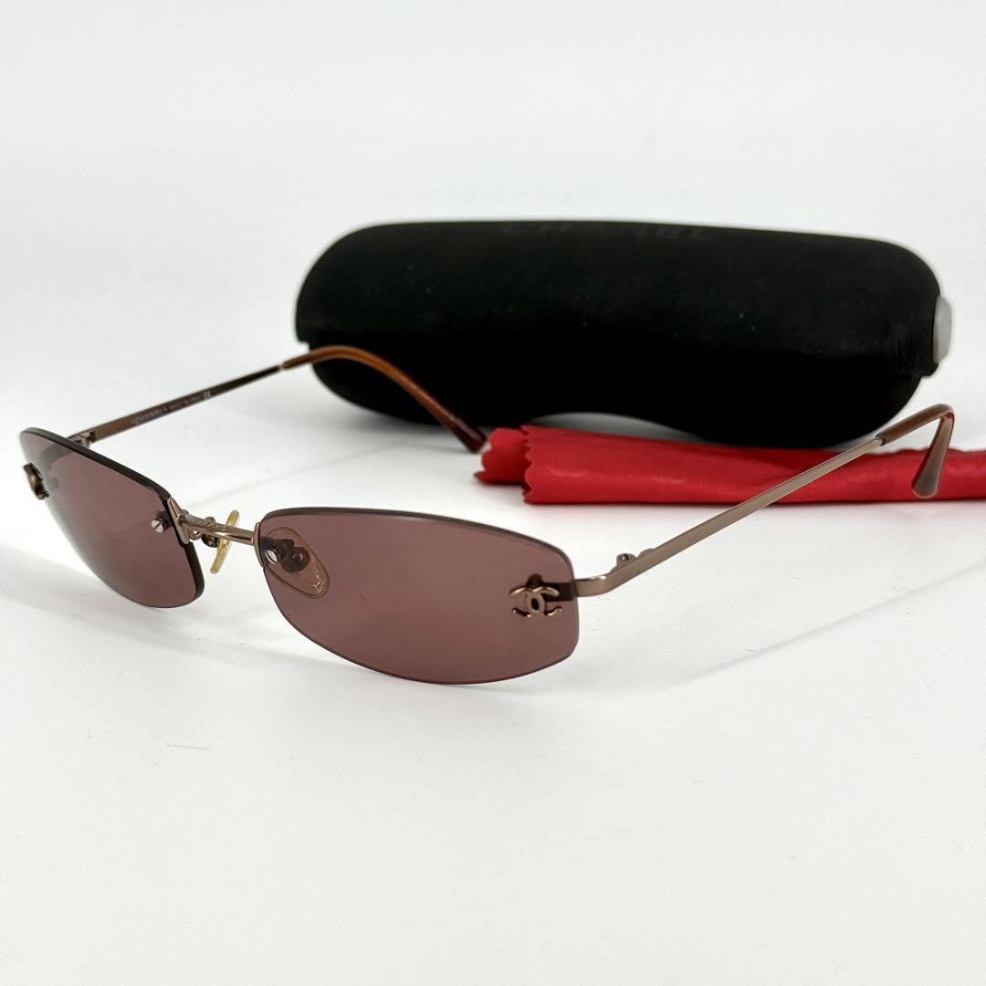 CHANEL サングラス 4002 リムレス ココマーク y2k ブラウン ココ CHANEL Coco Mark Rimless Sunglasses 4002 Brown Purple y2k