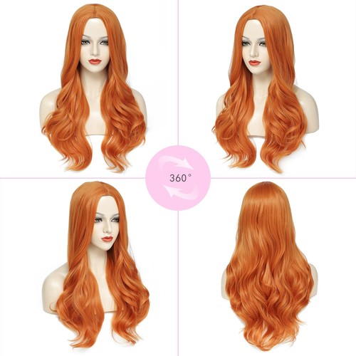 Ginger Wavy Wigs for Women - Long, Heat Resistant, Synthetic Orange Wig for D... - Bild 4 von 7
