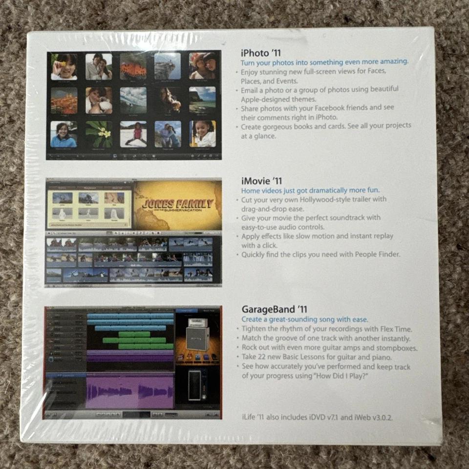Apple iLife '11  Software Retail (MC623Z/A) iPhoto 11 iMovie 11 GarageBand 11 - Image 2 of 3