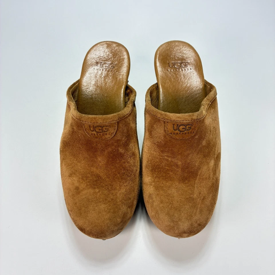 Sandalias UGG Abbie Zueco Marrón Sin Cordones Gamuza Piel de Oveja Plataforma 5772 Mujer Talla 5 Foto 3 de 4