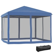 Outsunny 10' X10' Pop Up Canopy Tent With Netting, Instant Gazebo, Ez Up Screen