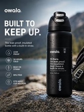Owala 32oz Insulated Stainless Water Bottle Leak Proof Black Straw - NEW 2026