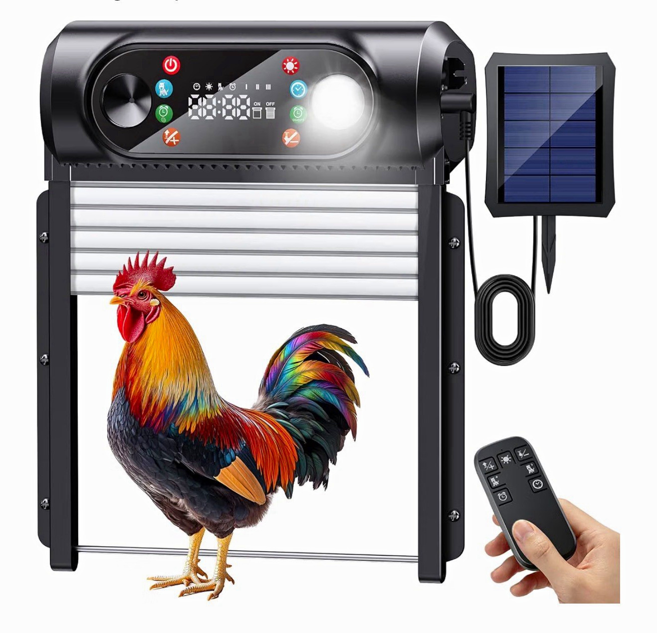 Automatic Chicken Coop Door Solar Powered Remote Control Light Sensor Timer