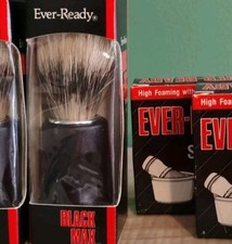 Vtg 1 Ever-Ready Black Max Shaving Brush Black Handle Plus 1 Vtg Shaving Soap