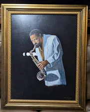 Sonny Rollins; Jazz Saxophonists Legend; Oil On Board Painting  By J.R. McCombs;