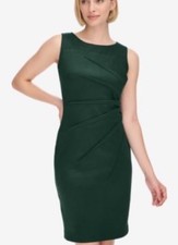 Calvin Klein Womens Starburst Forest Green Sleeveless Sheath Dress Sz 6