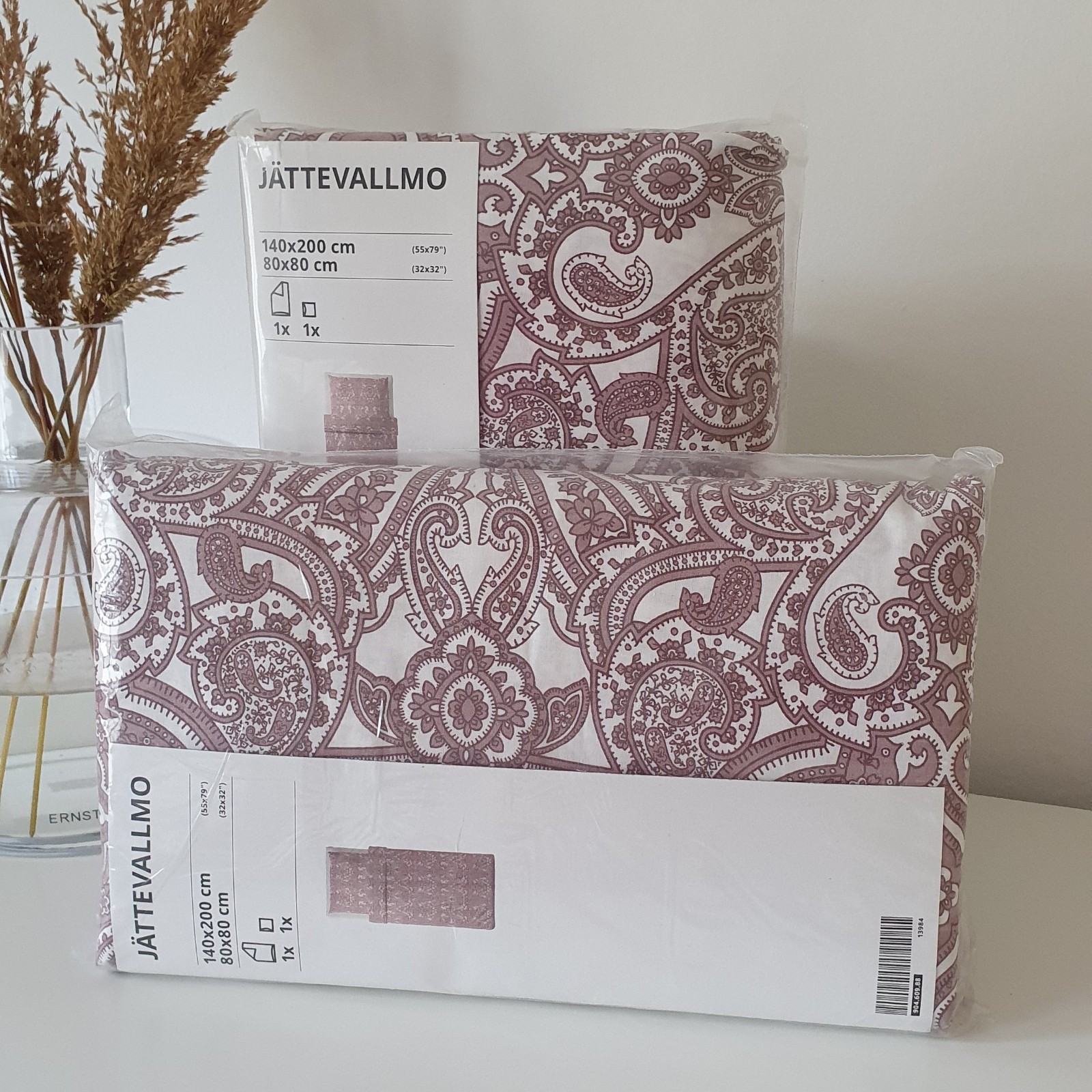 IKEA 2x Bettwäsche Set Jättevallmo Paisley Boho Orient Vintage mauve 140x200