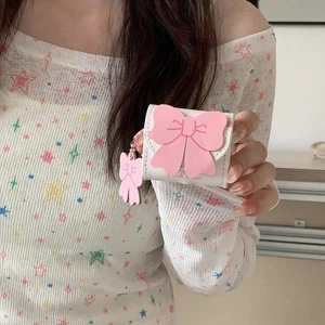 Pour AirPods 1 2 3 4 Pro 2 Pro 3 Sweet rose Bow Flip en cuir anti-goutte