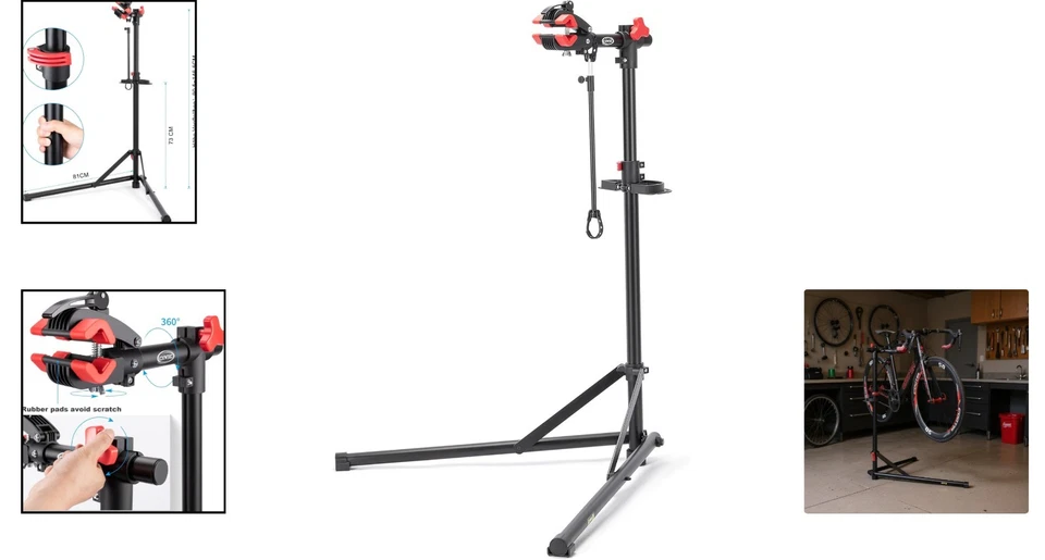 Robuster Fahrrad Reparaturstand mit magnetischer Werkzeugablage und Stabilisator - Bild 2 von 4