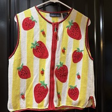 DE COLECCIÓN | OJO DE ÁGUILA Fresas Mermelada Suéter Chaleco Cottagecore Años 90 Talla M