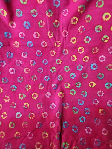 Tessuto Cotone Batik Multicolore, Schienale Rosa Con Motivo Cerchio Astratto DA CANTIERE - Foto 2 di 4