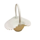 Vintage Westmoreland Hobnail White Milk Glass Basket with Ruffle Edges 10” Tall