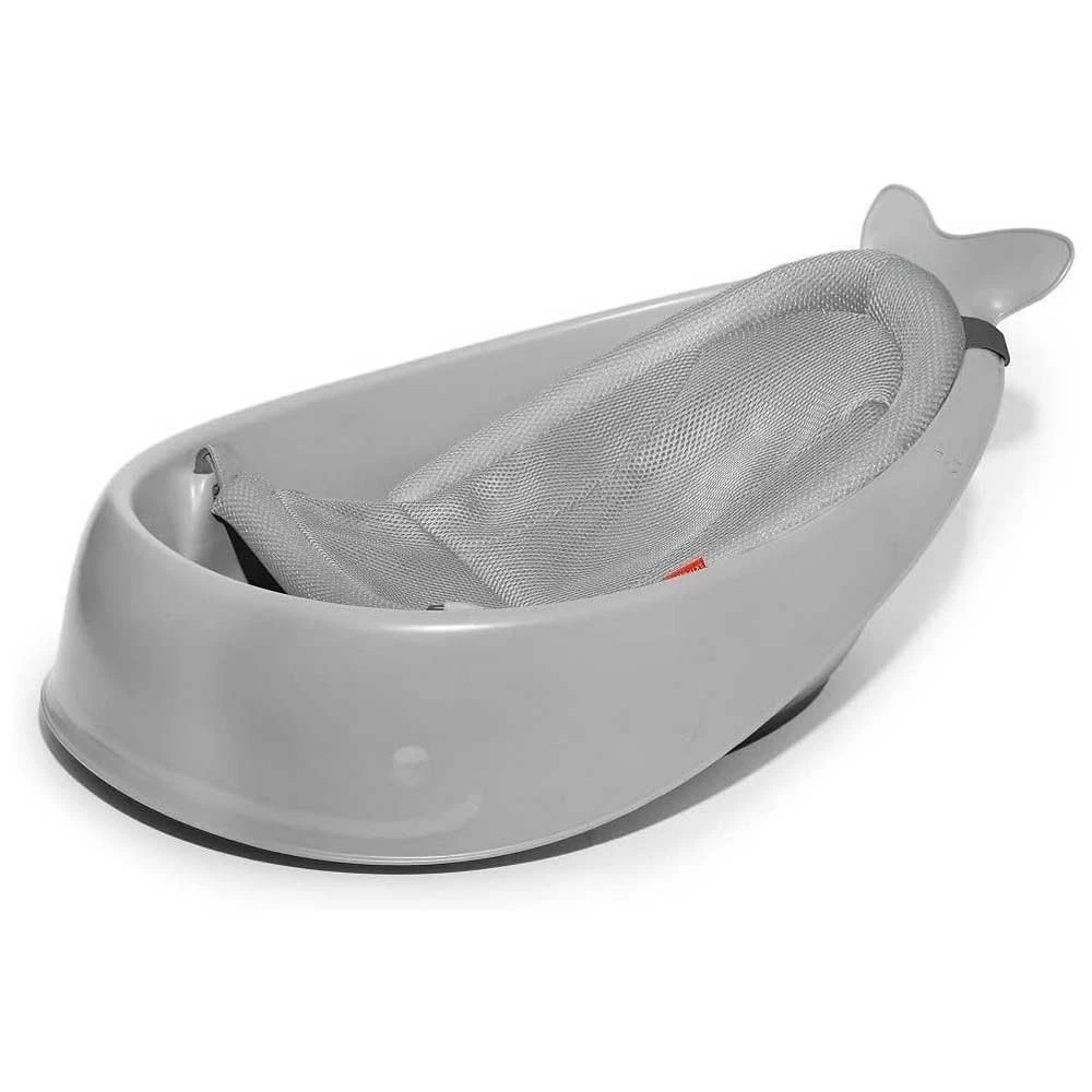 Infant Bath Tub 3-Stage Grow W/ Baby Smart Sling MOBY Bathtub Grey Age 0