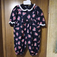 VTG baby girl 12 months one piece peasant prairie romper bubble outfit floral