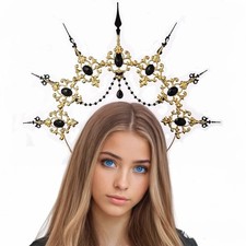 Women Baroque Halo Crown Hallloween Headpiece Goddess HeadBand Halo Headpiece