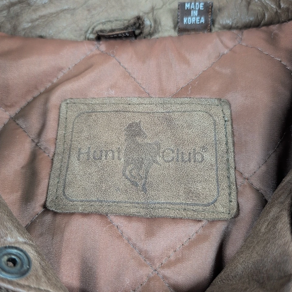 VTG Hunt Club Men’s XL-T Distressed Soft Leather Bomber Jacket Brown Quilt Lined - Image 3 of 4