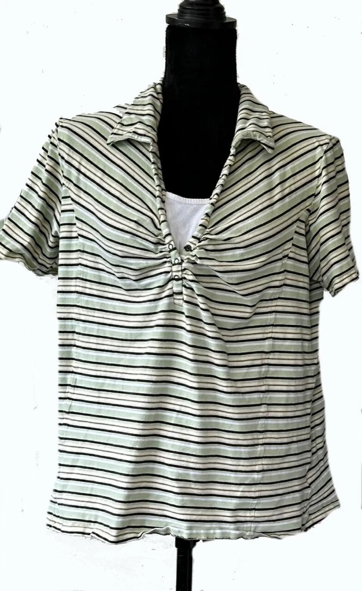 Ladies striped polo shirts top