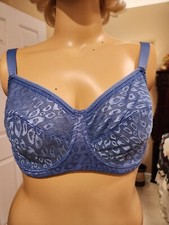 Gorgeous Comfort Choice Shimmery Blue Embroidered Lace Underwire Bra 42C EUC