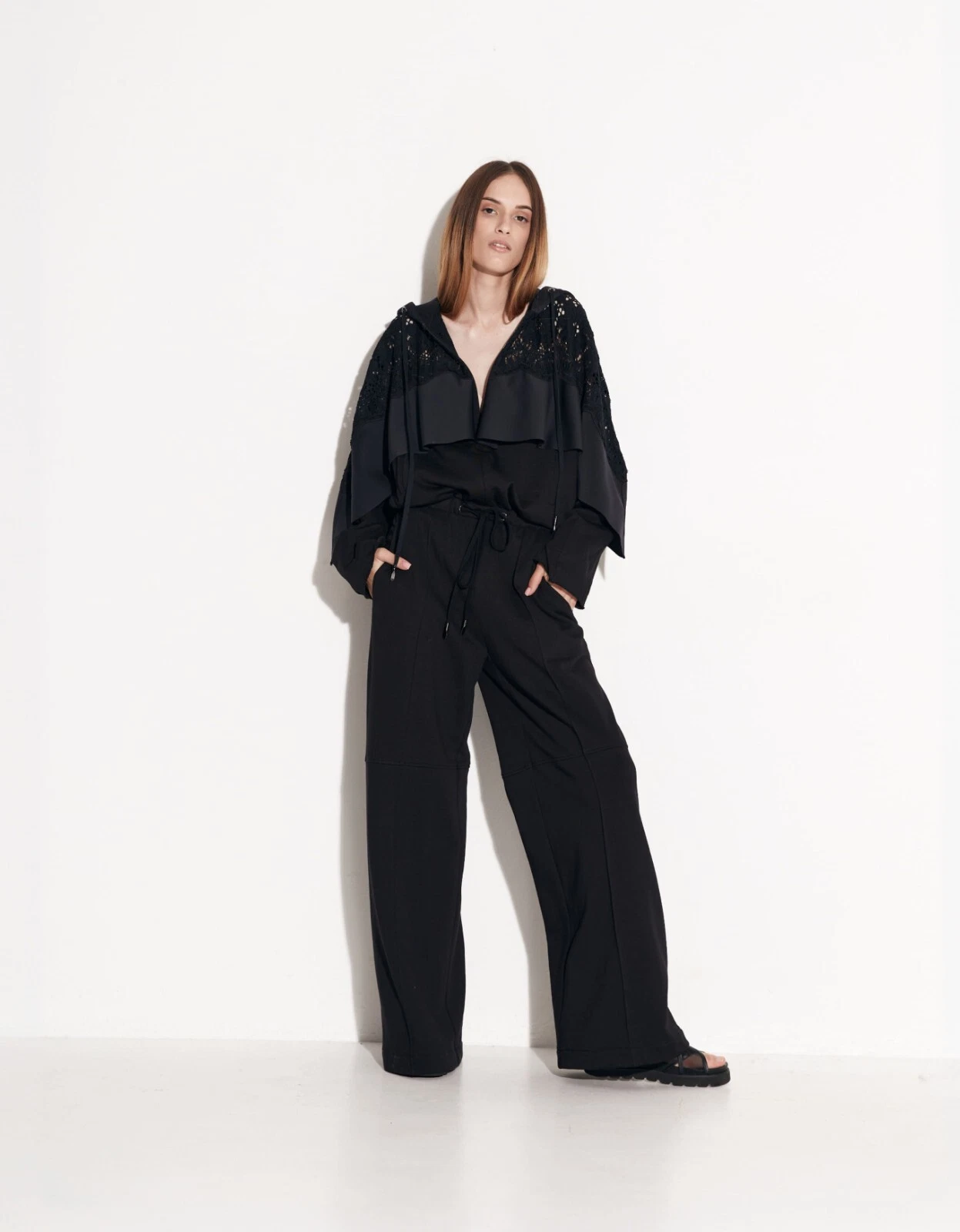 Luxury Warm Hooded Jumpsuit — Footer Fabric — Black|White — Overall — Trendy Out