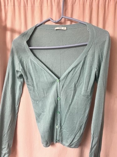 Authentic Prada Italy Blue Green Cashmere Silk Cardigan Womens Sweater Size 38 - Picture 2 of 8