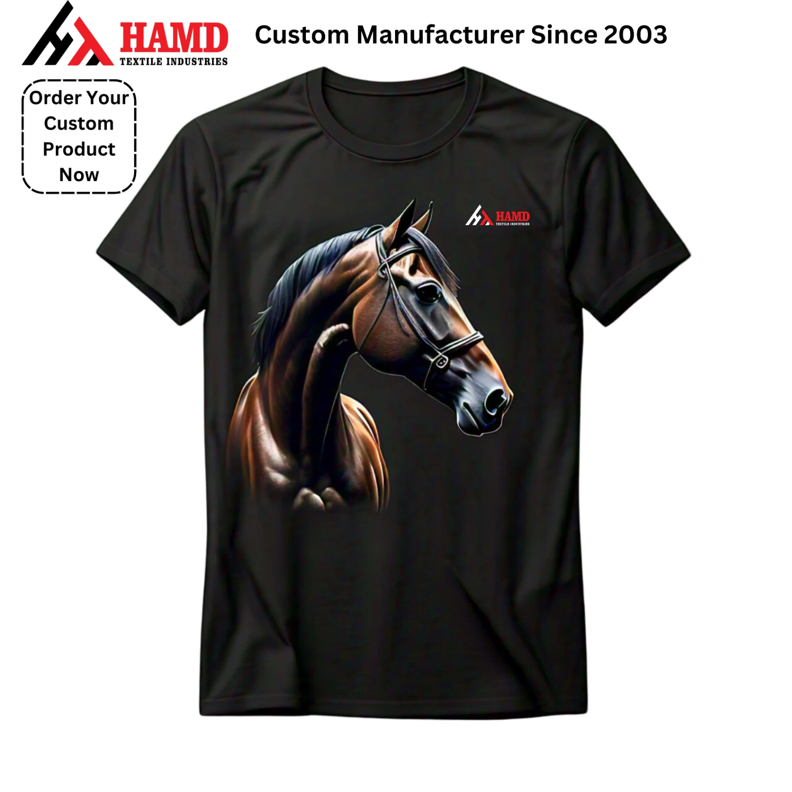 Custom Made Horse Graphic T-Shirt-Equestrian Style Tee, Casual Wear