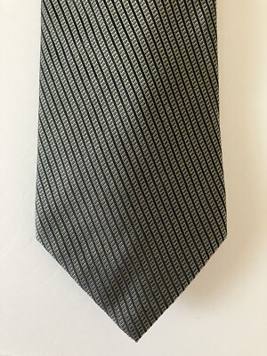 Calvin Klein Men's Necktie Tie Silk Woven Black Gray Stripe 57