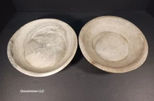 Two 19th Century Hand-hewn Granite Stone Bowls 9 1/4 Inches