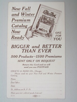 L281 vintage advertisement postcard Crofts & Reed Co Winter catalog offer