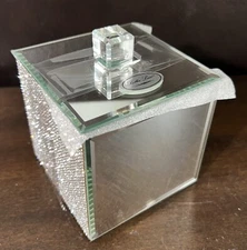 BELLA LUX Mirror Rhinestone Bathroom Qtip Cotton Ball Jar Box NEW!!! Sparkle!