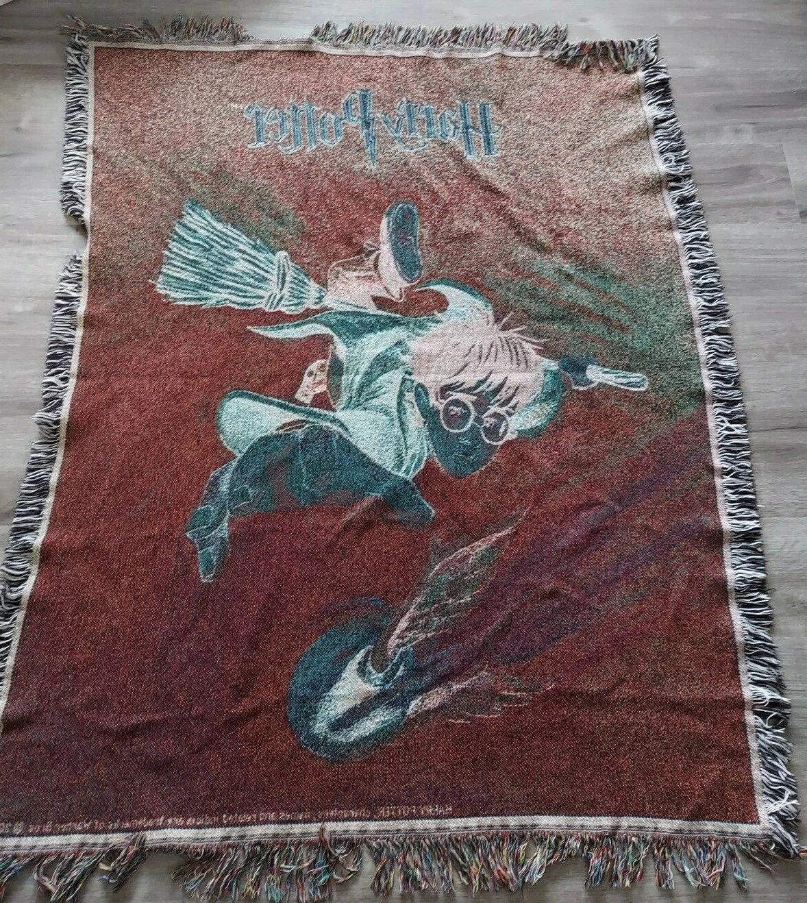 2000 Harry Potter Quidditch Game Woven Tapestry Throw Blanket Vintage