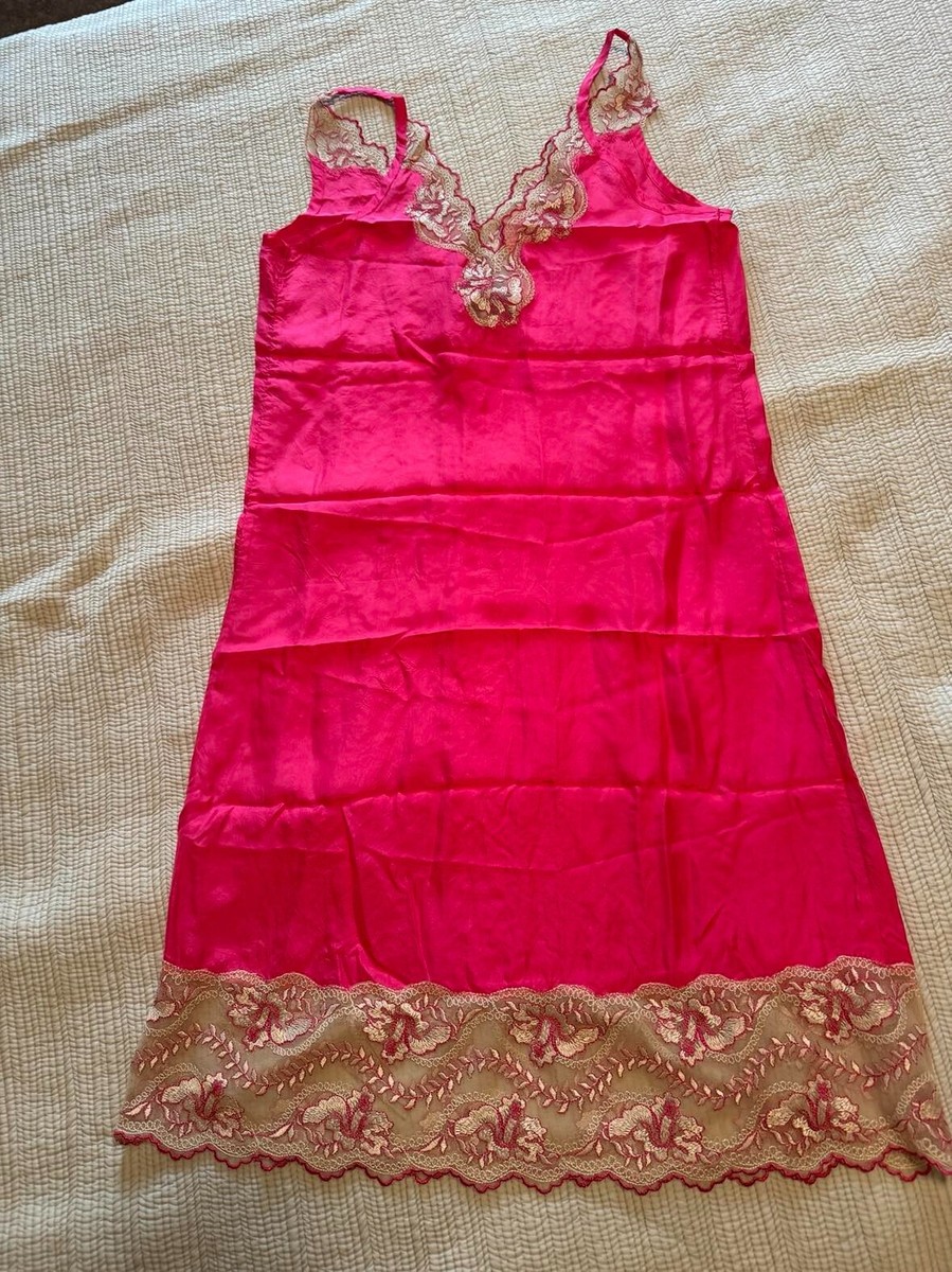 Lace Hot Pink Nightdress Hot Pink Nightgown Polyester Material Pink Floral Lace Accent Lace Hot Pink Nightdress Hot Pink Nightgown Polyester Material Pink Floral Lace Accent