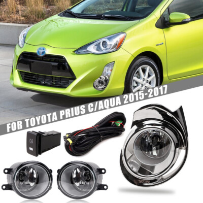 Pair Front Fog Light Assembly Left Right For 2015-2017 Toyota Prius C / AQUA
