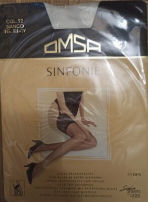 1 Paar OMSA Sinfonie Nude Original Sexy Strumpfhalter Socken Gr.3/4 Farbe Weiß