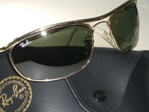 62mm RAY BAN ITALY RB3119 G15 GOLD PLATED OLYMPIAN FLEX HINGES WRAPs SUNGLASSES - Afbeelding 1 van 12