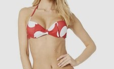 Nwt moschino italy swim top swimsuit red white dot bow size M 36 B M