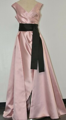 $4545 NEW Elie Saab Aurora Pink Gown Maxi Evening Dress Belt Black