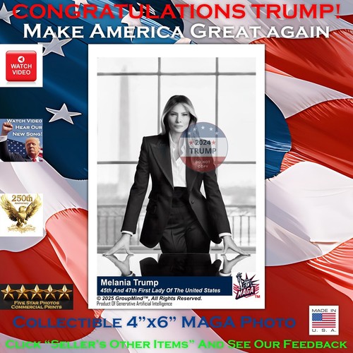 MELANIA TRUMP PHOTO - FIRST LADY-MAGA 2024 DECISIONS-LIMITED EDITION 4"x6" PRINT