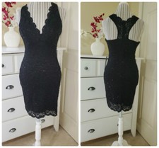 NWT $69 JUMP Juniors Black Glitter Lace V-Neck Racerback Sheath Dress Sz.3/4