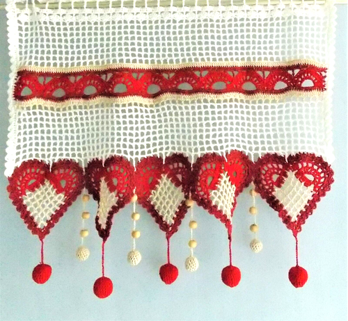 Rideau Brise-bise Crocheté Fait Main En France - Sur Mesure Coton - Motif Floral étoilé