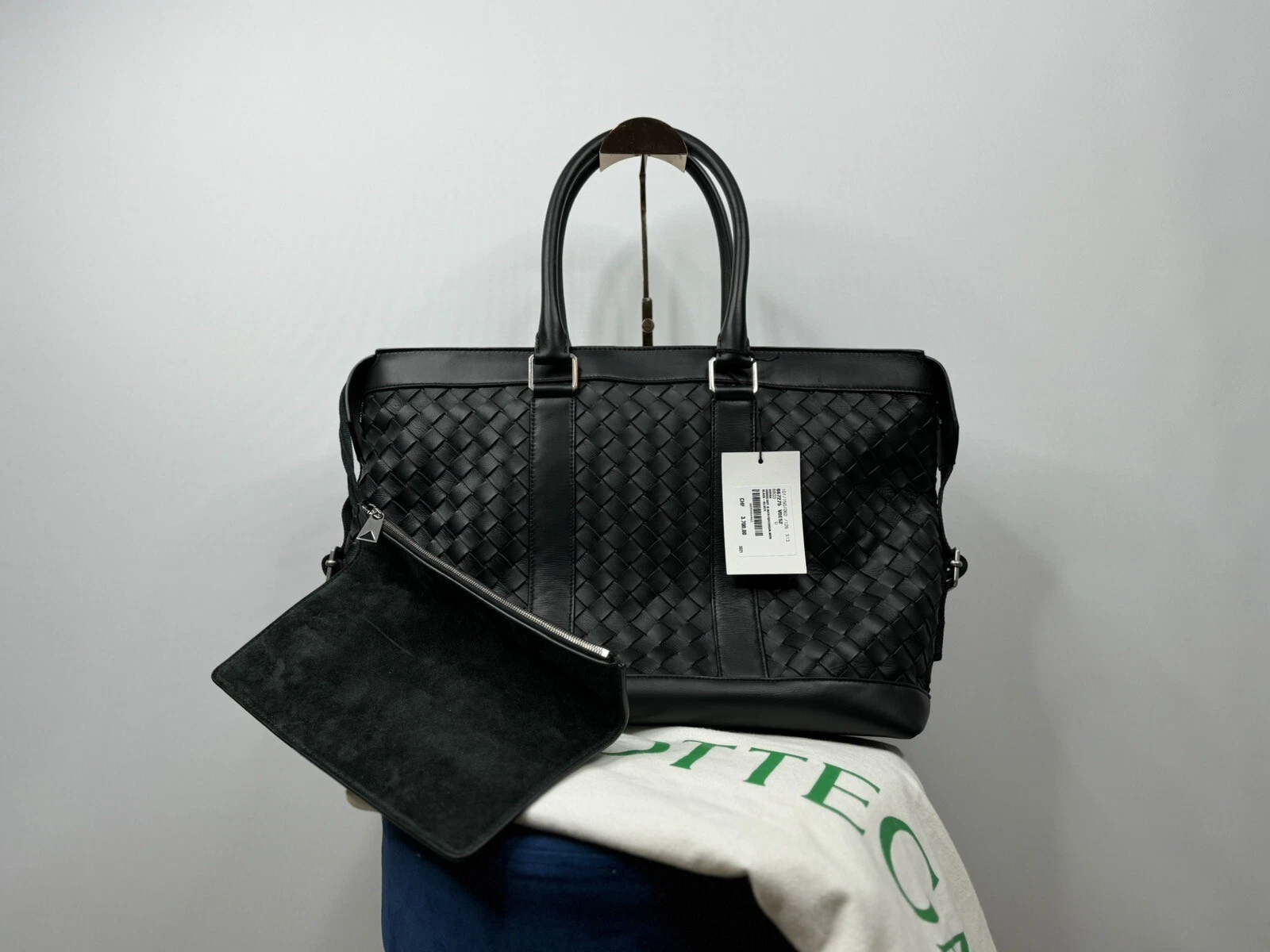 Bottega Veneta — Bottega Veneta Men's Tote Bag Large Intrecciato Tote Bag Black New