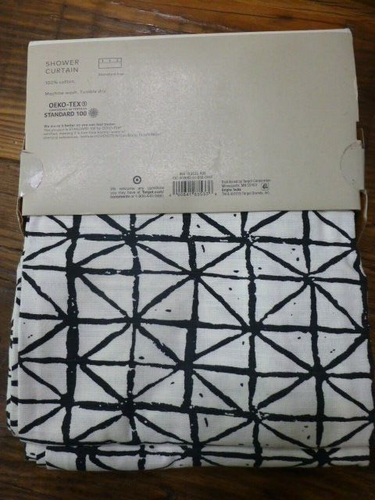 NEW Project 62 Shower Curtain Black Triangles 72 x 72 - Picture 4 of 6