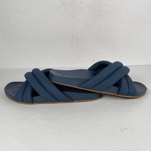 OluKai Hila Sandals Womens Size 7 Blue Puffy Slip On Slides Comfort Shoes - Picture 7 of 10