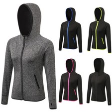 Women Ladies Zipper Hoodies Sweatshirts Yoga Fitness Training Sports Coat Jacket