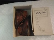BABY DEER Vintage Brown Leather Hi-Top Shoes Includes Box Size 5D