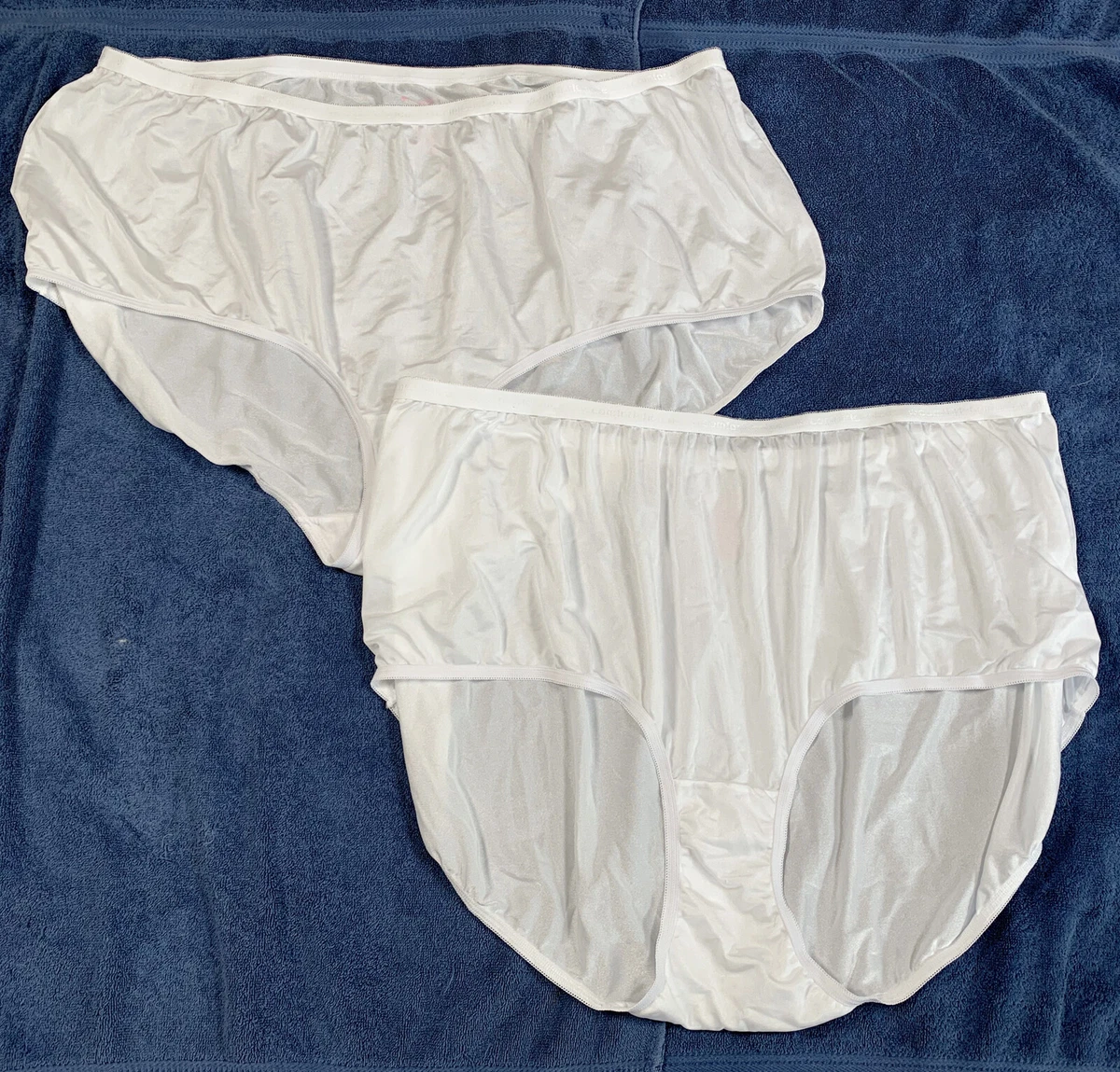 2 Pair Comfort Choice Granny Panties Nylon Size 14 White Nylon