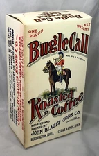 1910s HORSE Bugle Call COFFEE Box BLAUL Cedar Rapids IOWA Antique Advertising