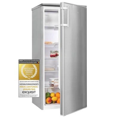 Exquisit Kühlschrank KS185-4-HE-040E inoxlook | 190l Nutzinhalt | Edelstahloptik
